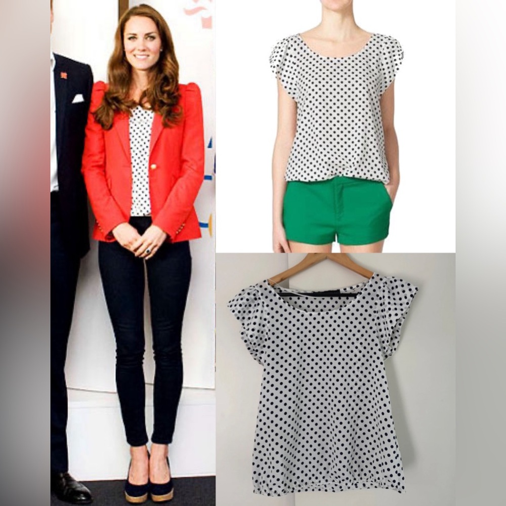 White Polka Dot Blouse by Zara-ASO Kate Middleton Royal-small